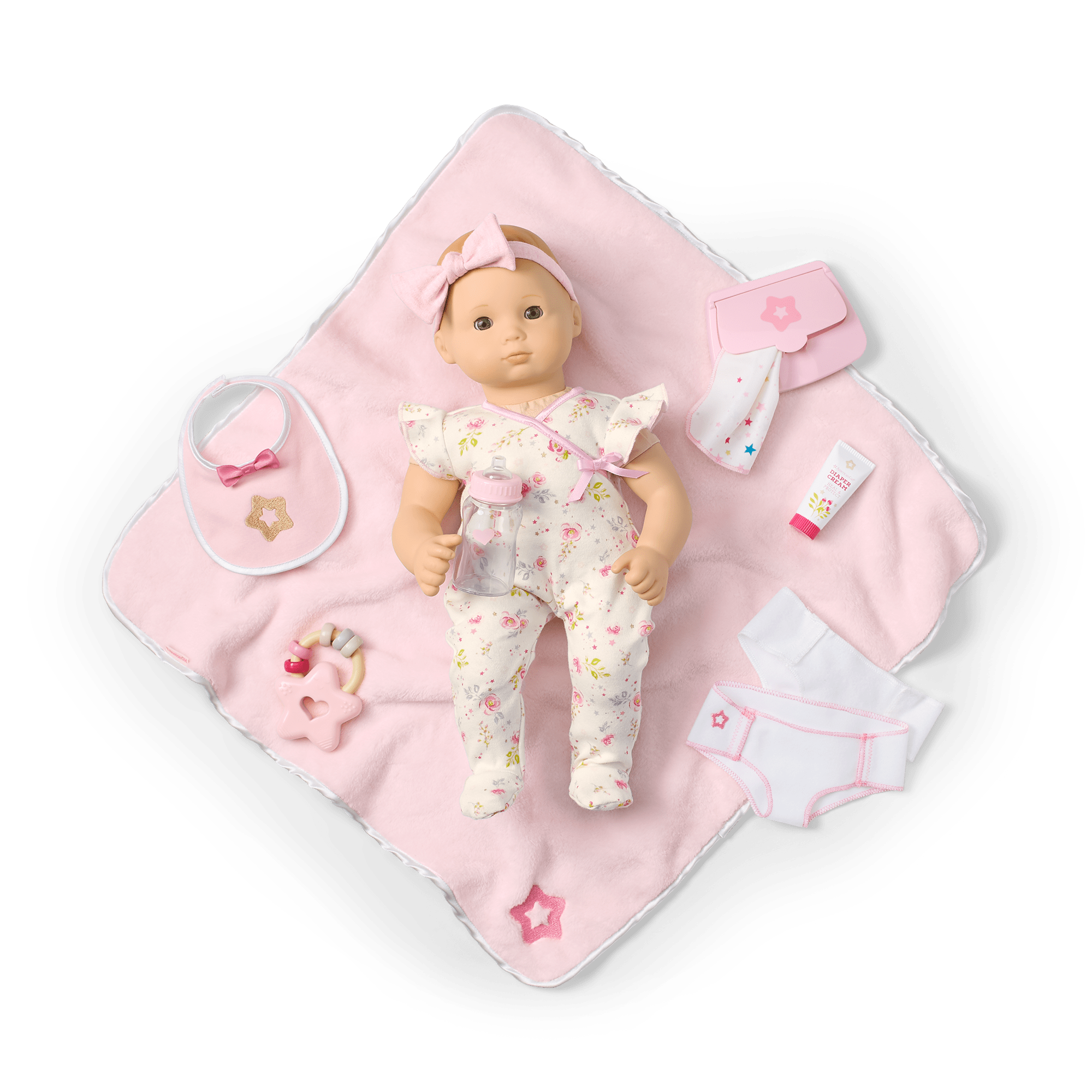 Bitty Baby® Doll #6 with red hair Care & Play Set F0