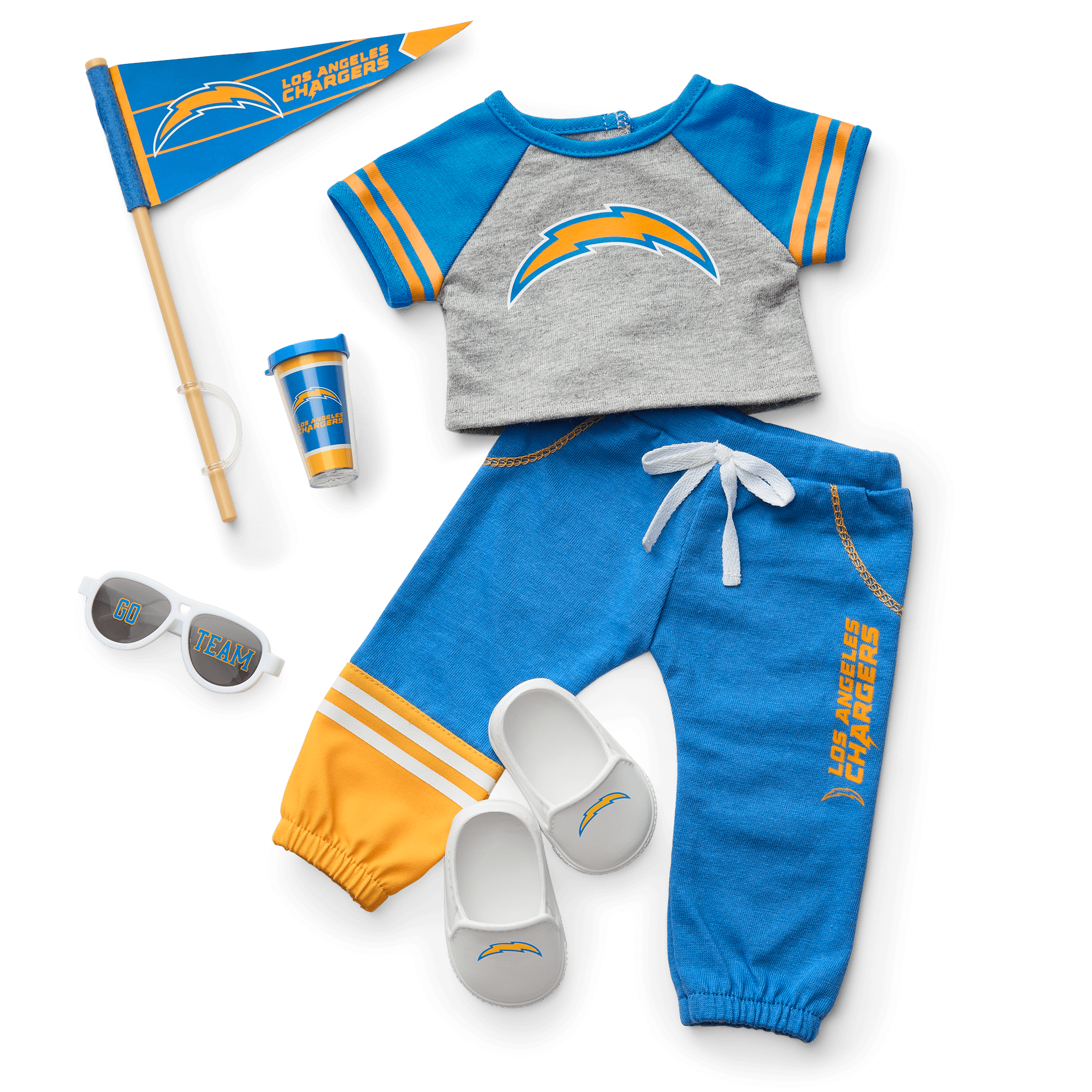 American Girl® x NFL Los Angeles Chargers Fan Outfit & Accessories for 18-inch Dolls F9