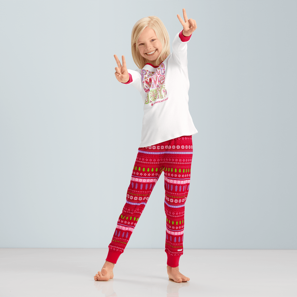Peace, Love & Joy PJ Top for Girls C2