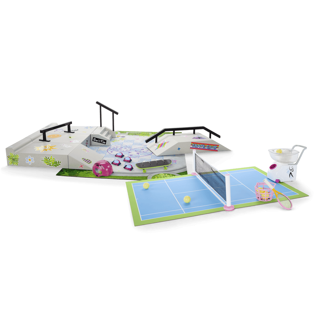 Isabel™ & Nicki's™ 2-in-1 Tennis Court & Skate Spot for 18-inch Dolls (Historical Characters) D0