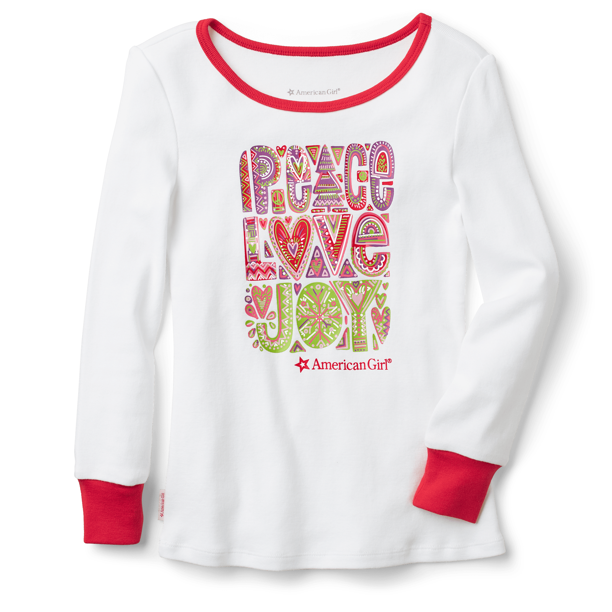 Peace, Love & Joy PJ Top for Girls C2