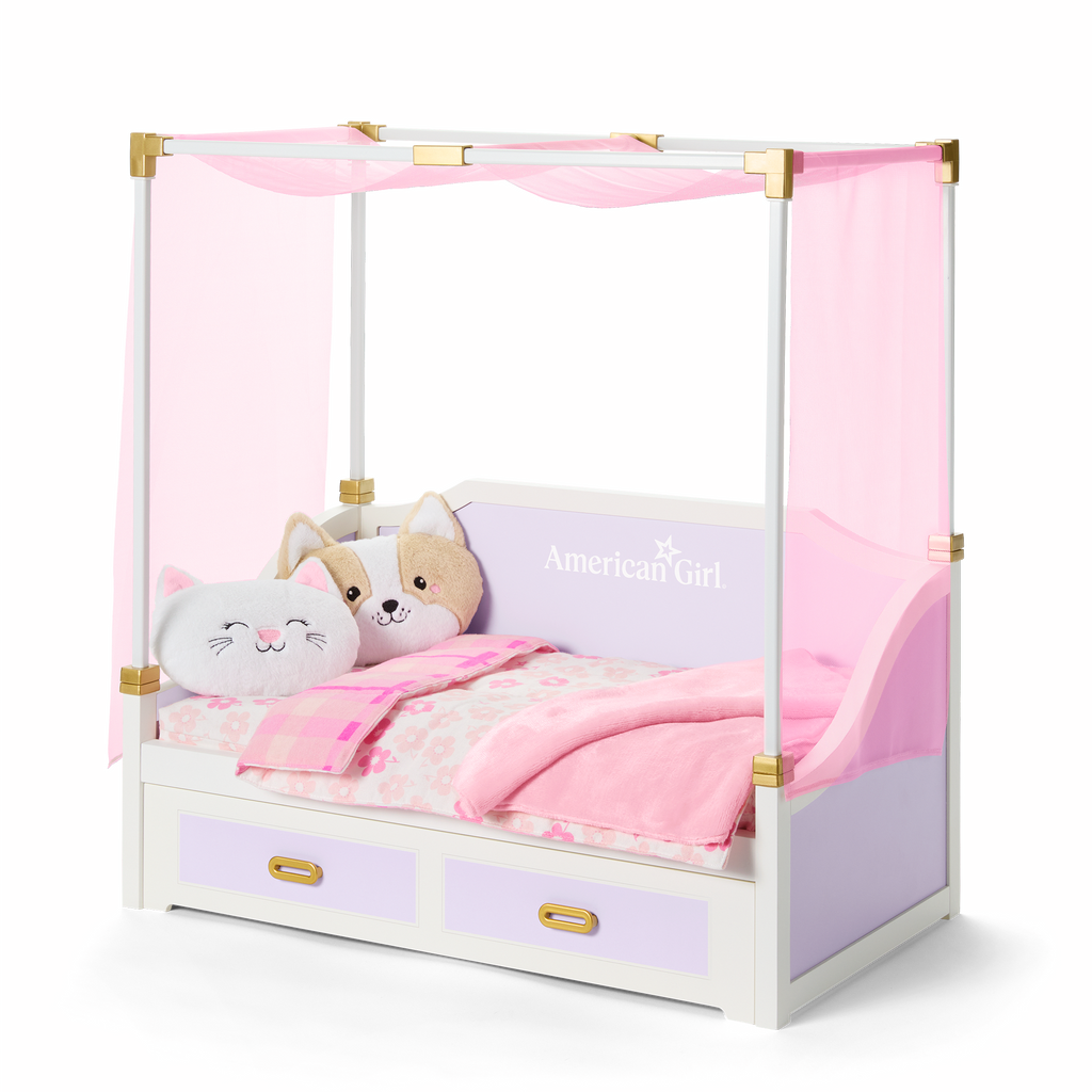 All Set for Sleepovers Canopy Bed for 18-inch Dolls E2