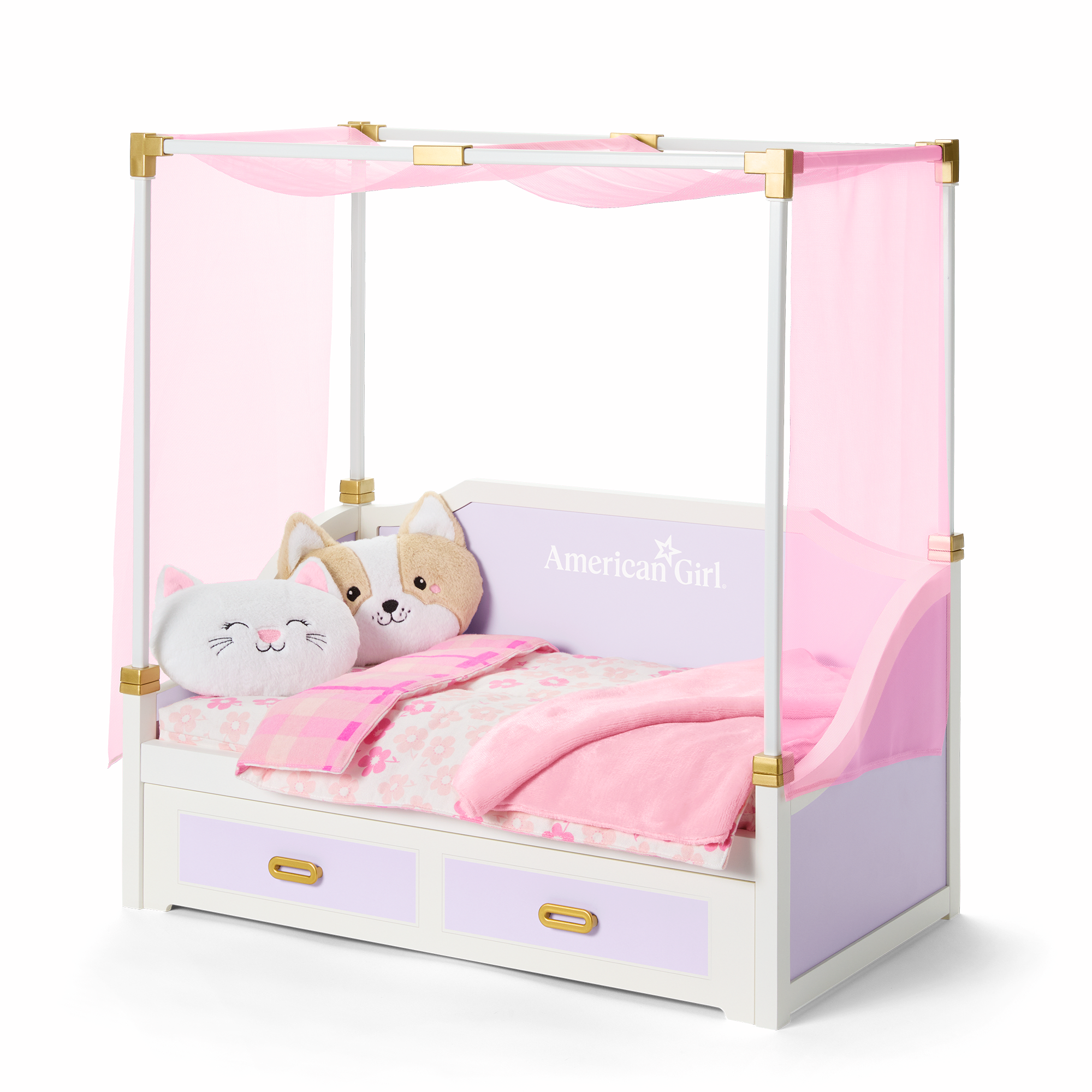 All Set for Sleepovers Canopy Bed for 18-inch Dolls E2
