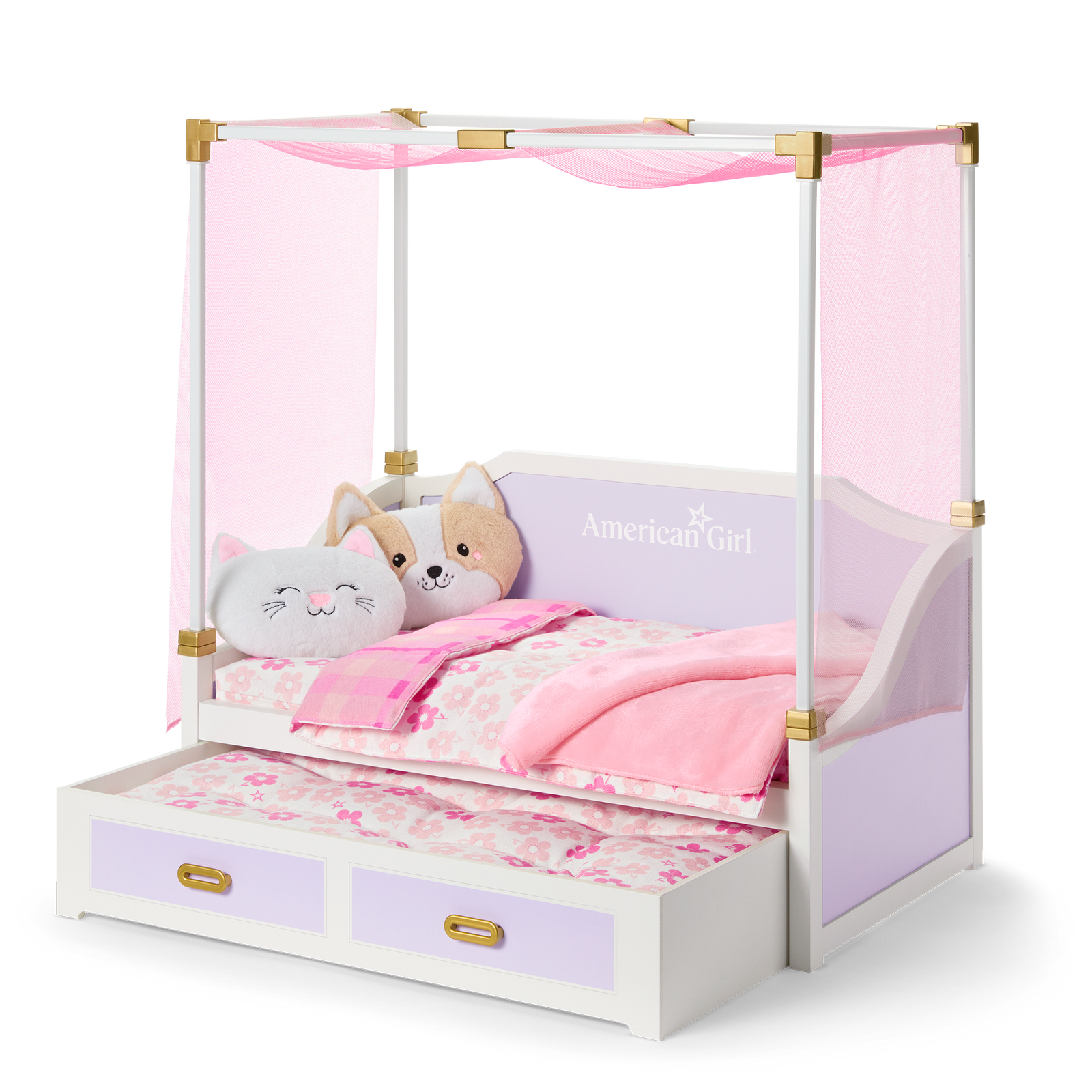 All Set for Sleepovers Canopy Bed for 18-inch Dolls E2
