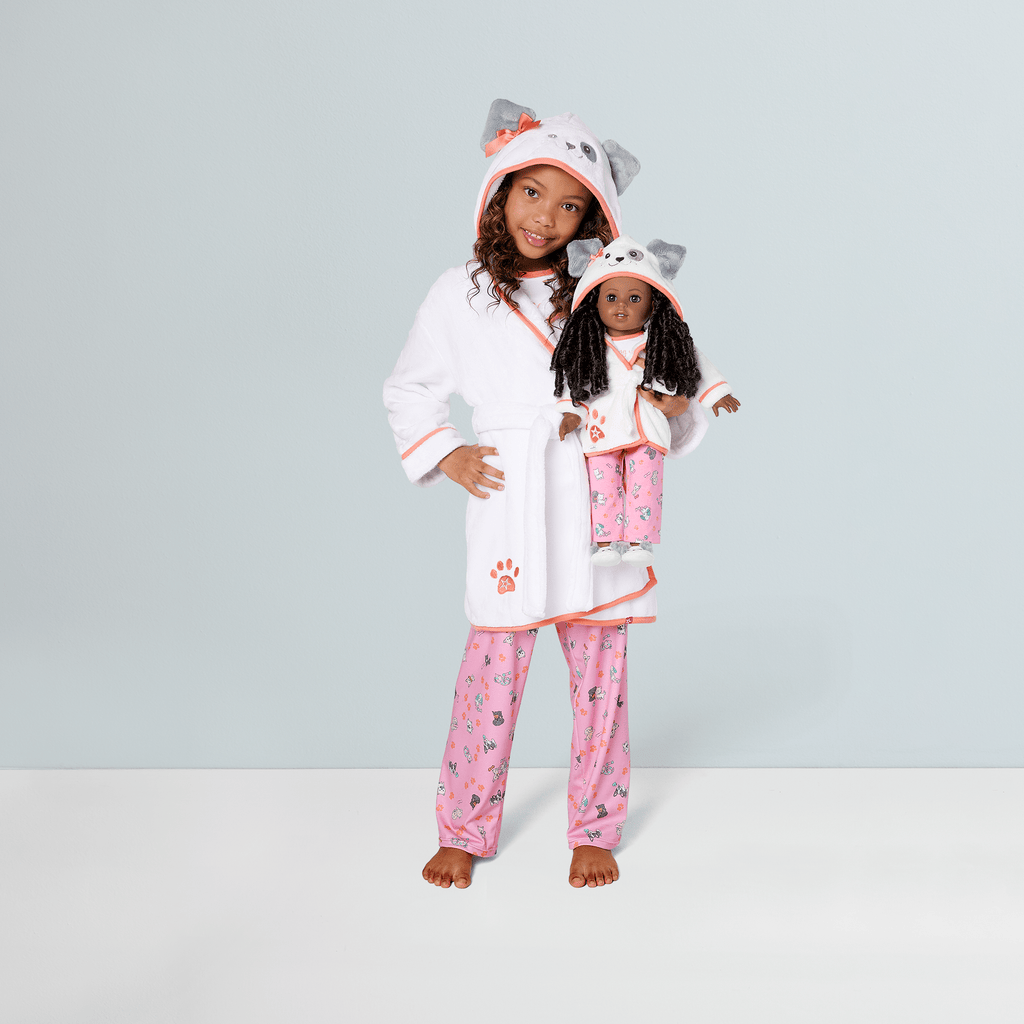 Comfy Puppy Robe Set for Girls & 18-inch Dolls D9