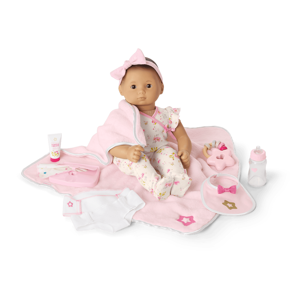Bitty Baby® Doll #4 with black hair Care & Play Set B0