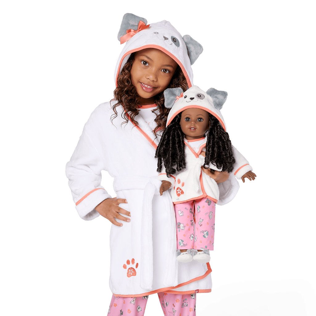 Comfy Puppy Robe Set for Girls & 18-inch Dolls D9