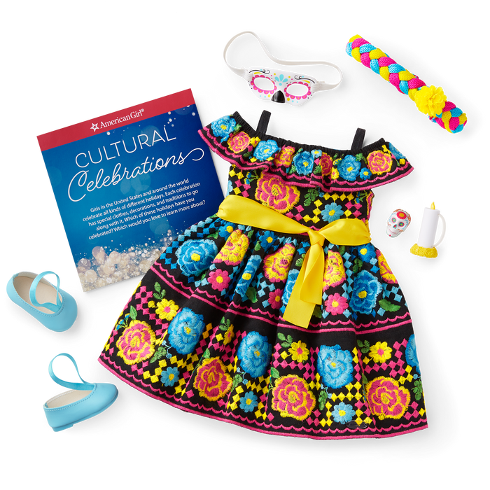 Día de Muertos Celebration Outfit for 18-inch Dolls E7