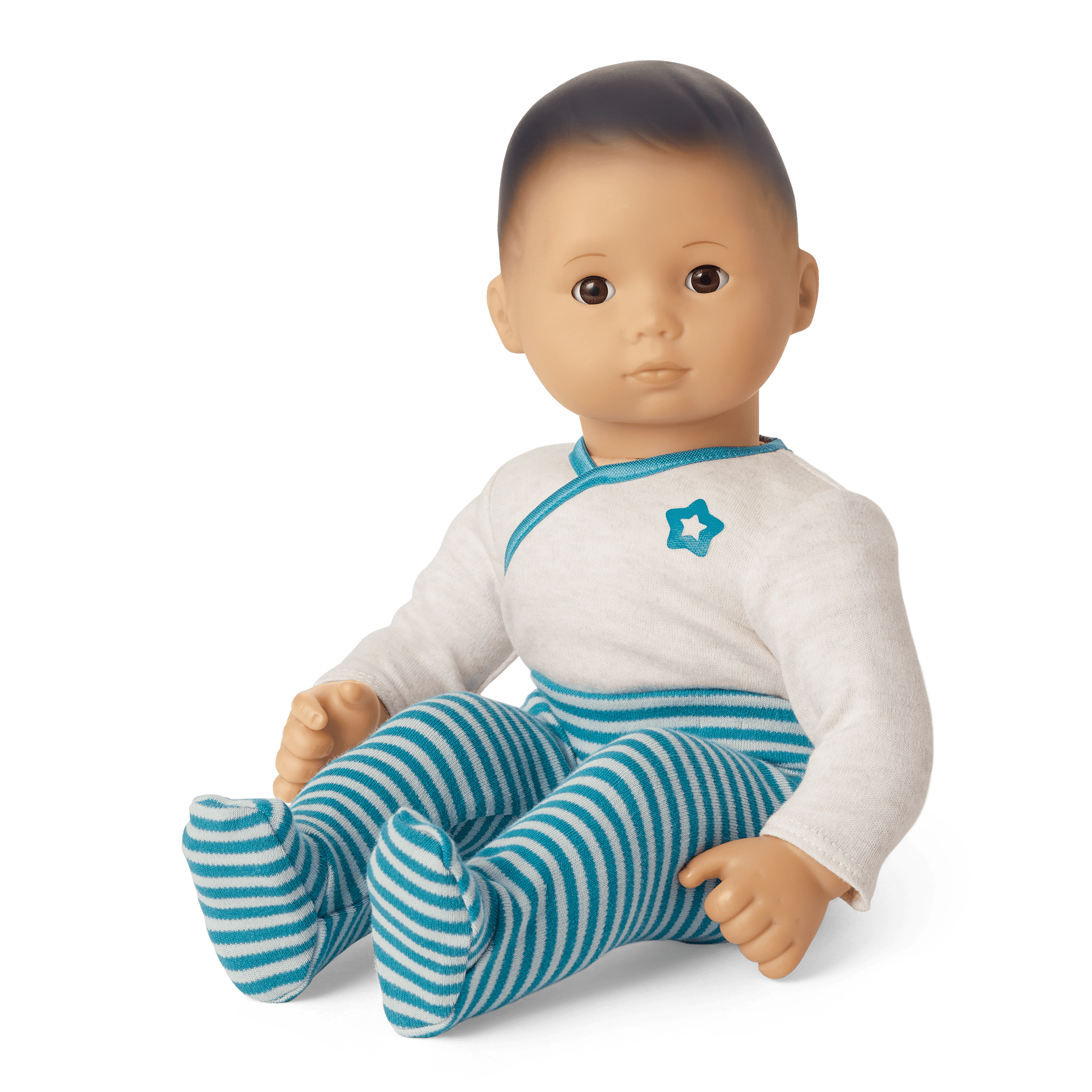 Bitty Baby® Doll #4 with black hair in Soft Blue E4