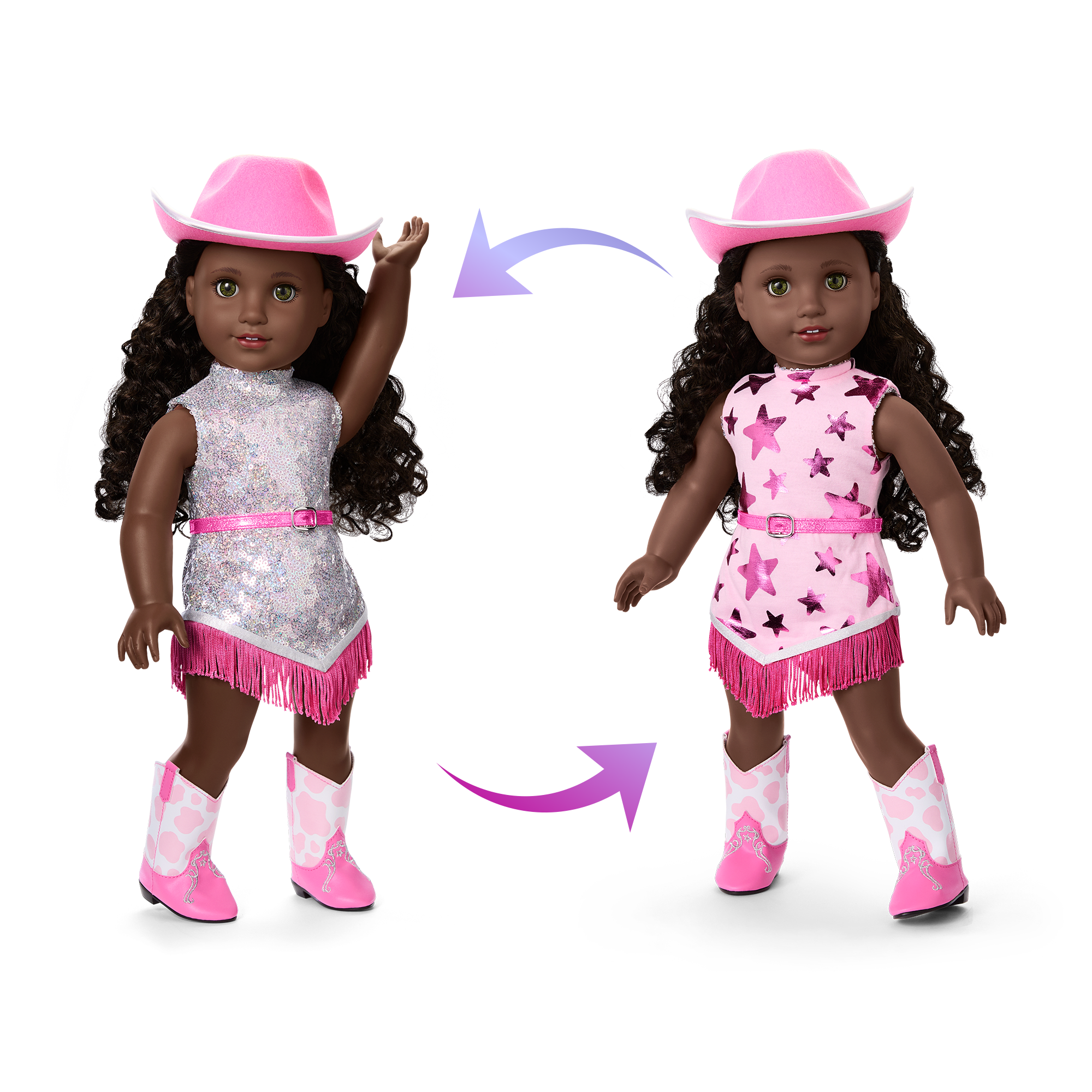Glam Pink Cowgirl Outfit for 18-inch Dolls D6