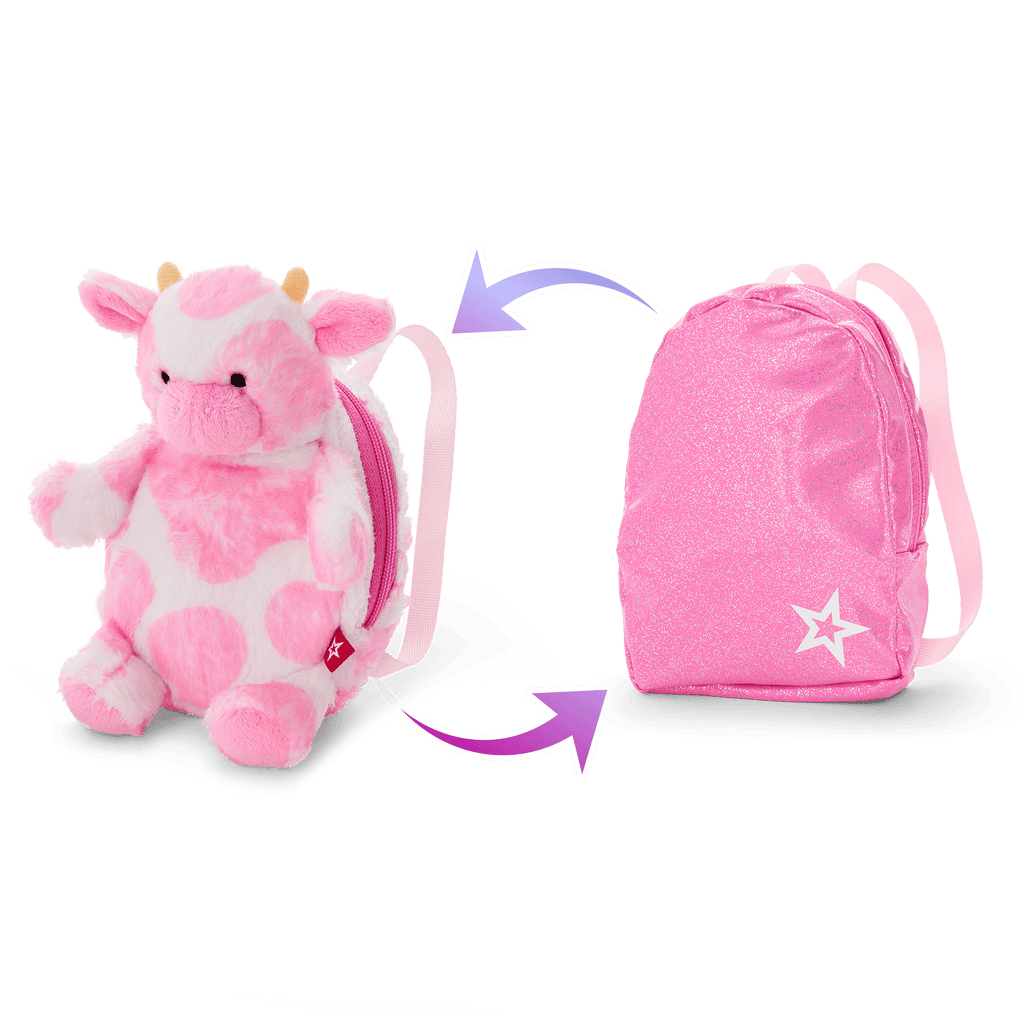 Pink Spotted Cow Backpack & Accessory Set for 18-inch Dolls A5