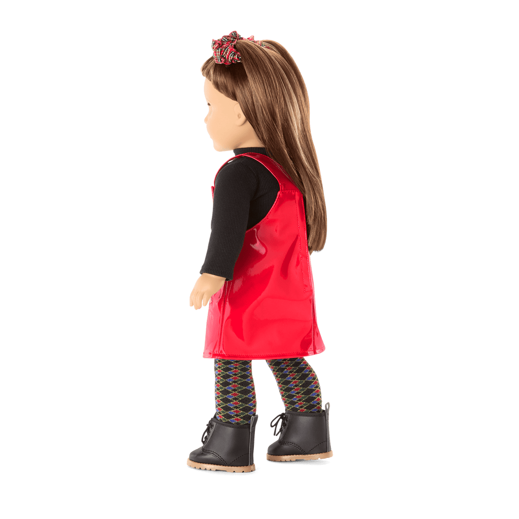 Nicki’s™ Red Vinyl Jumper Outfit for 18-inch Dolls (Historical Characters) A0