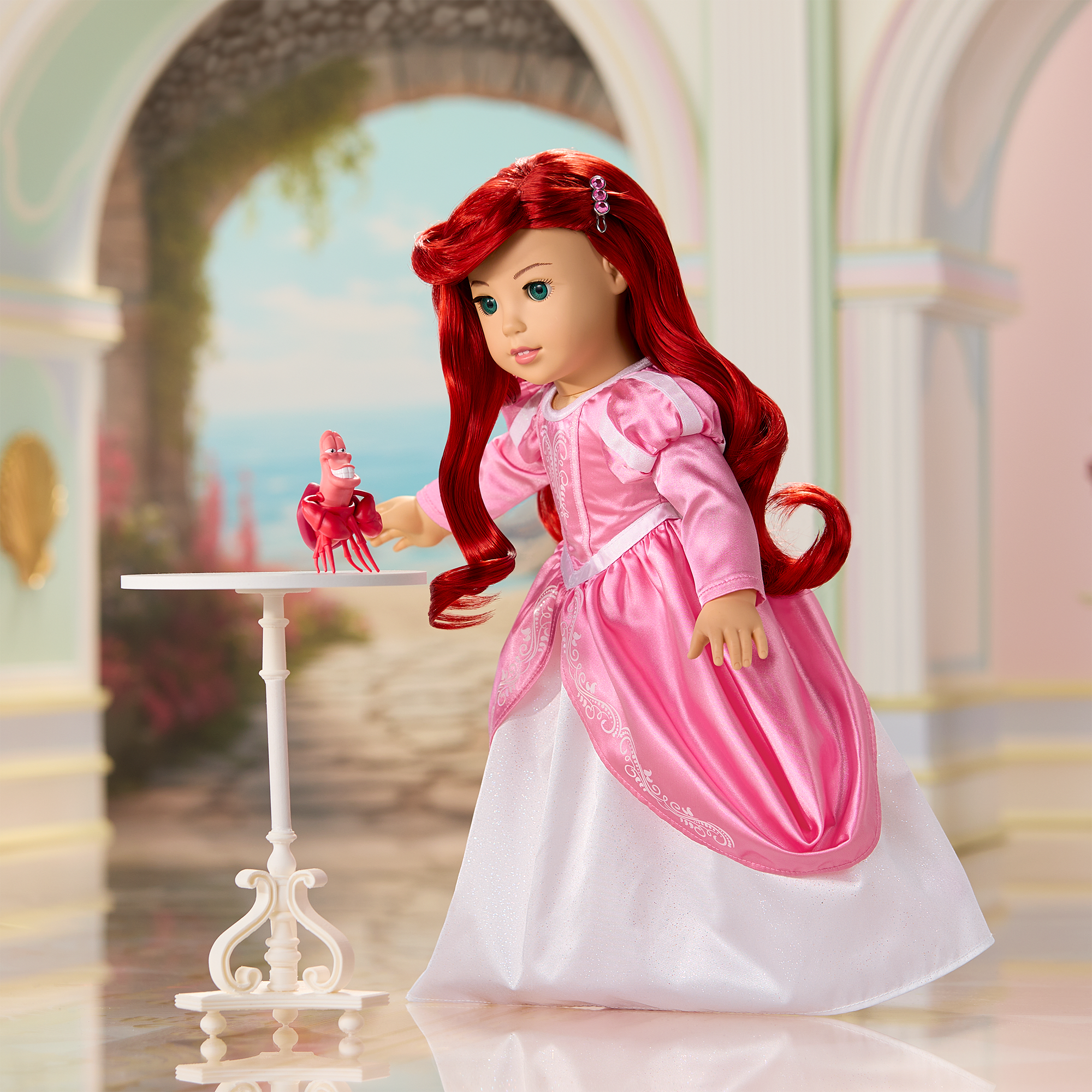 American Girl® Disney Princess Ariel Castle Ball Gown, Sebastian & Accessories for 18-inch Dolls B1