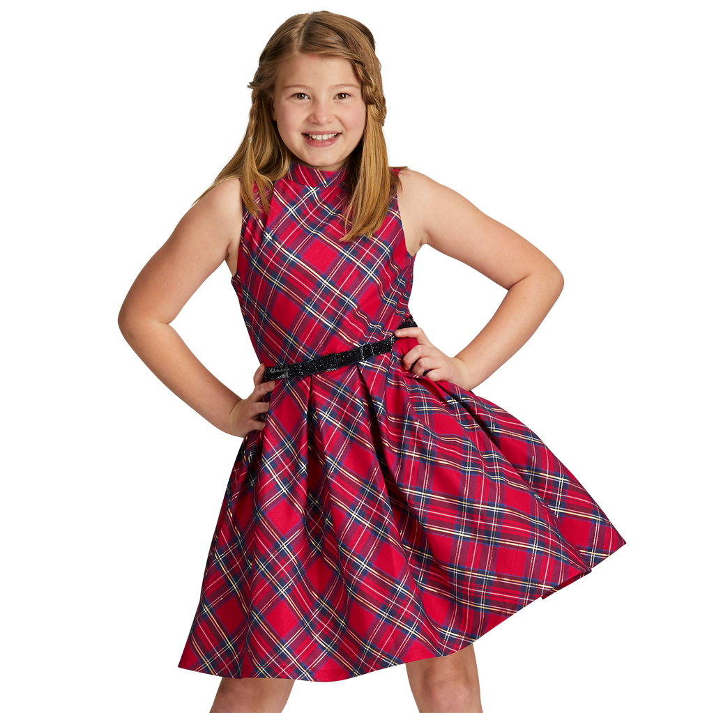 Pretty Plaid Christmas Dress for Girls A9