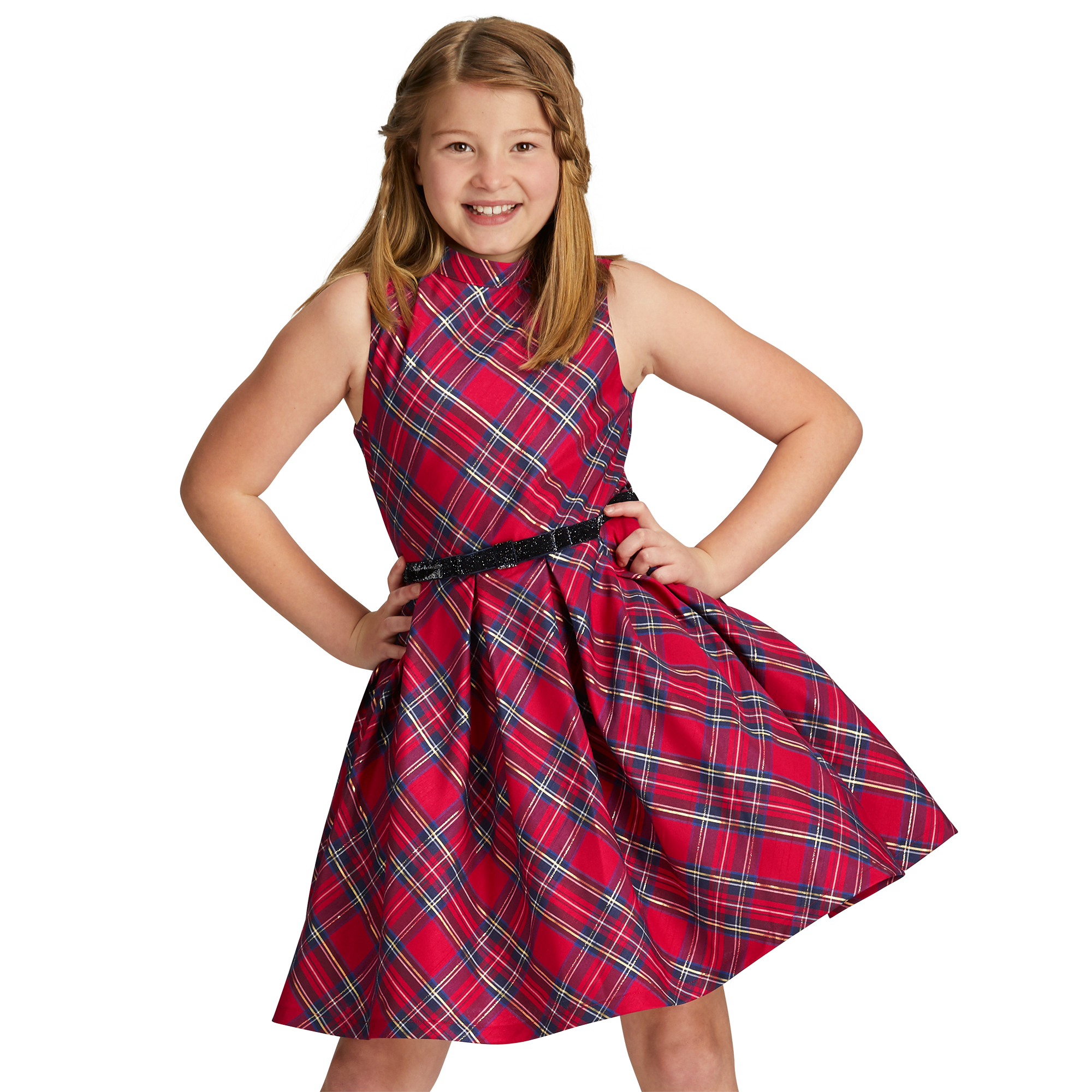 Pretty Plaid Christmas Dress for Girls A9