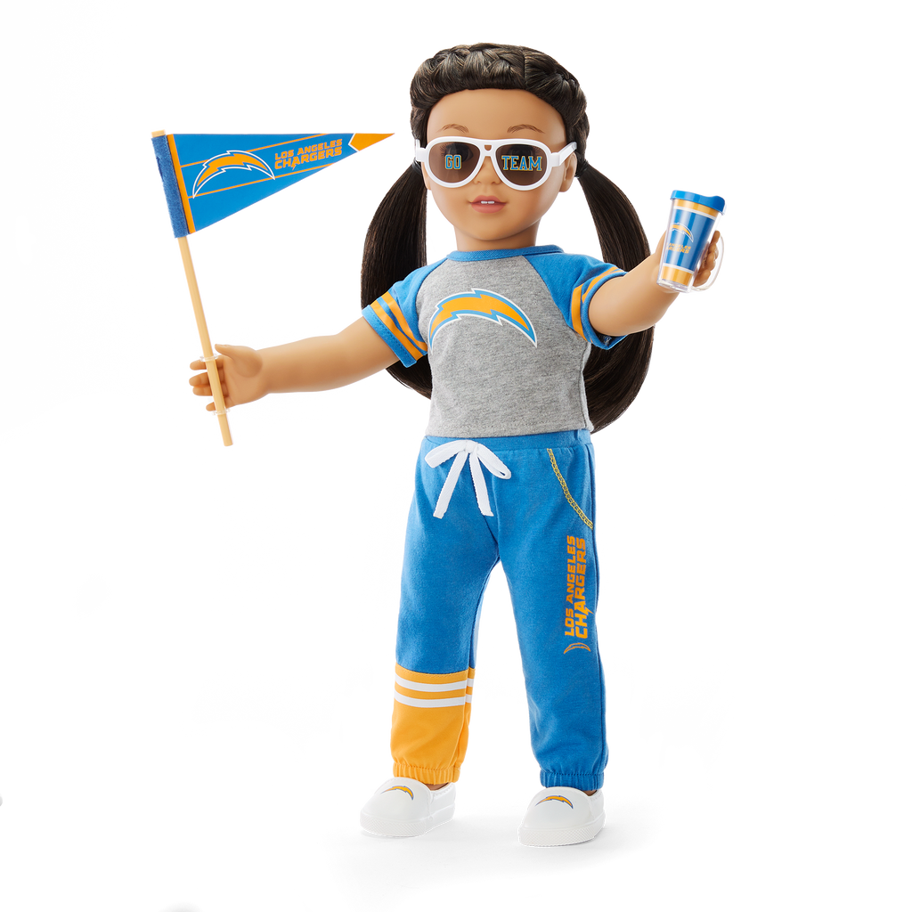 American Girl® x NFL Los Angeles Chargers Fan Outfit & Accessories for 18-inch Dolls F9