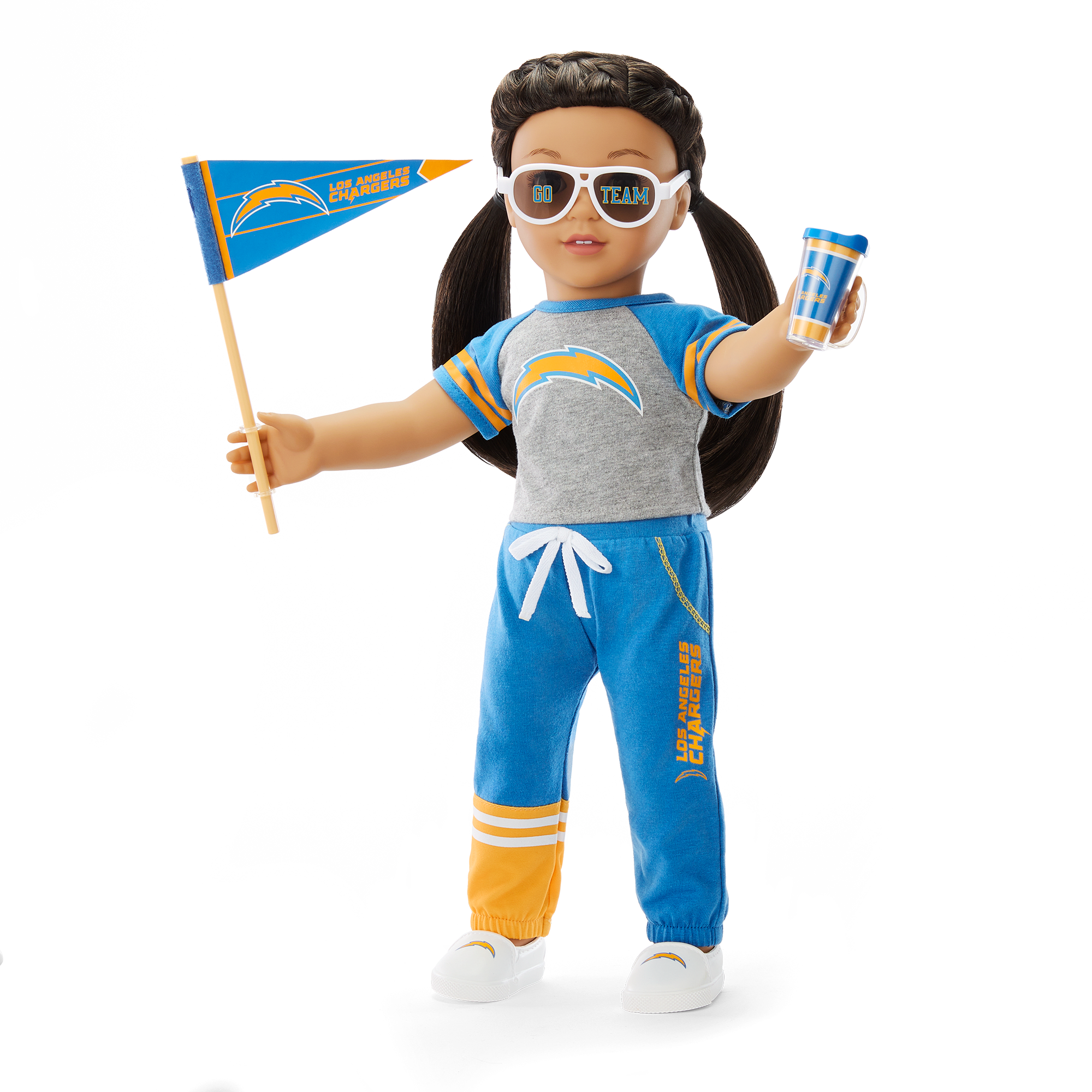 American Girl® x NFL Los Angeles Chargers Fan Outfit & Accessories for 18-inch Dolls F9