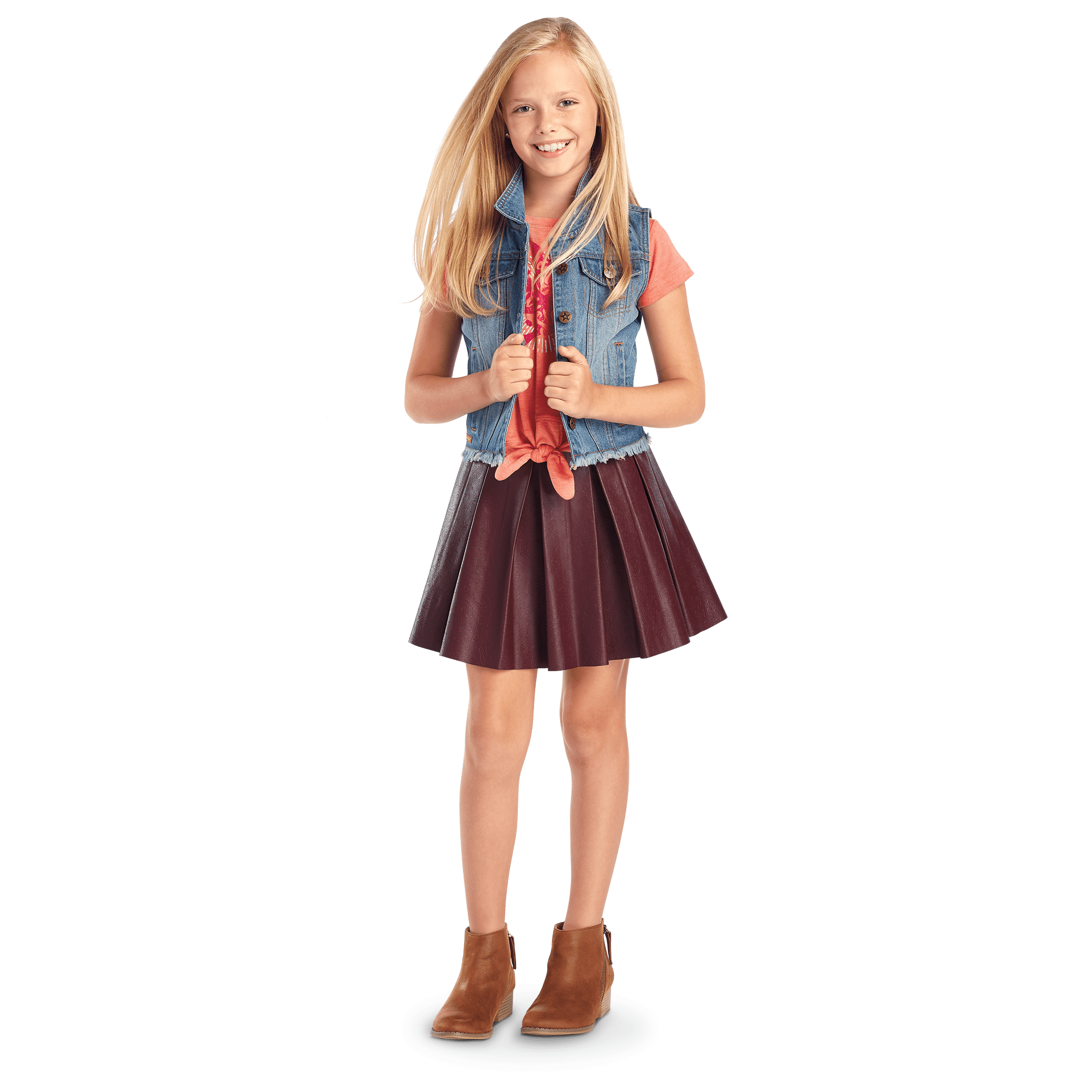 Embossed Paisley Skirt for Girls A6
