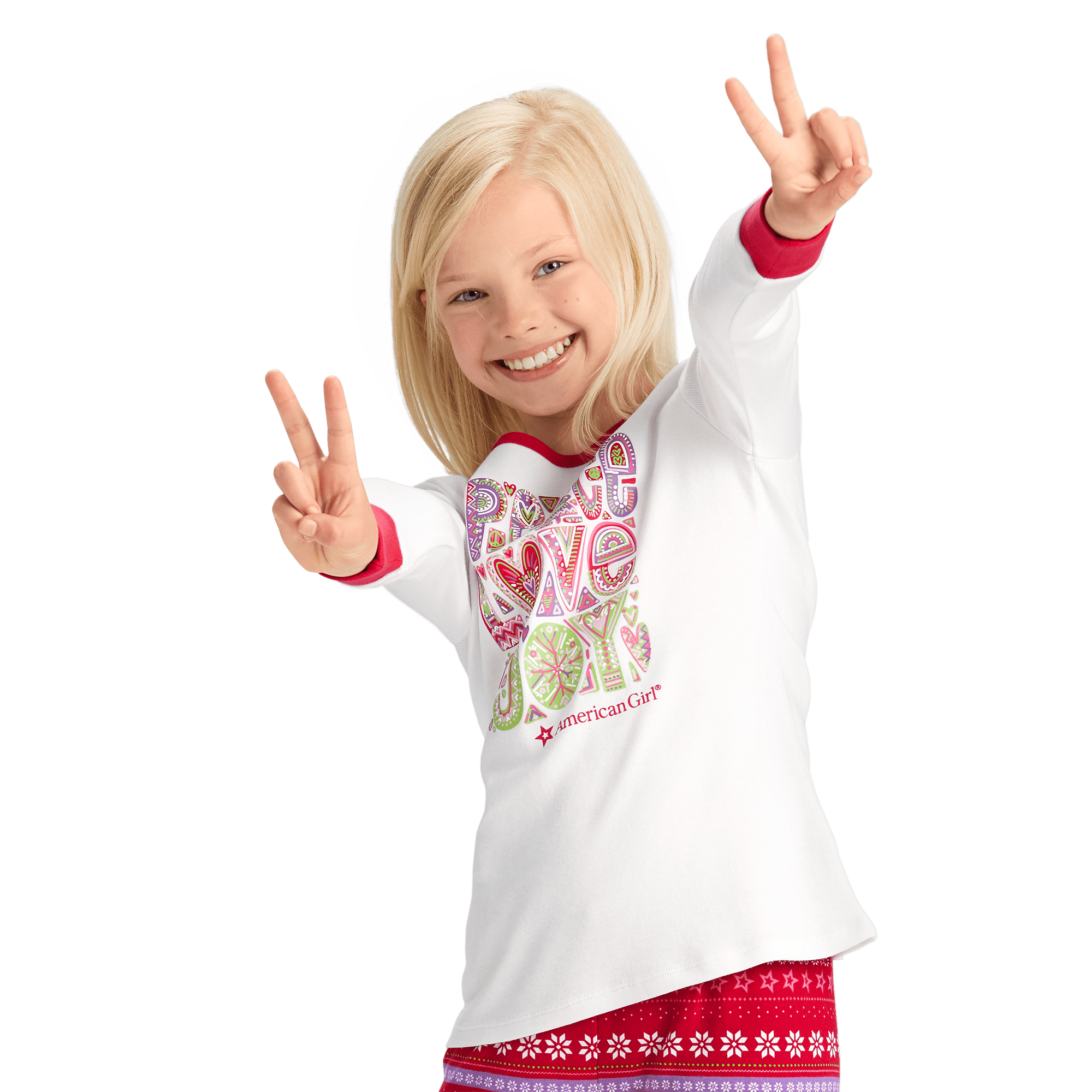 Peace, Love & Joy PJ Top for Girls C2