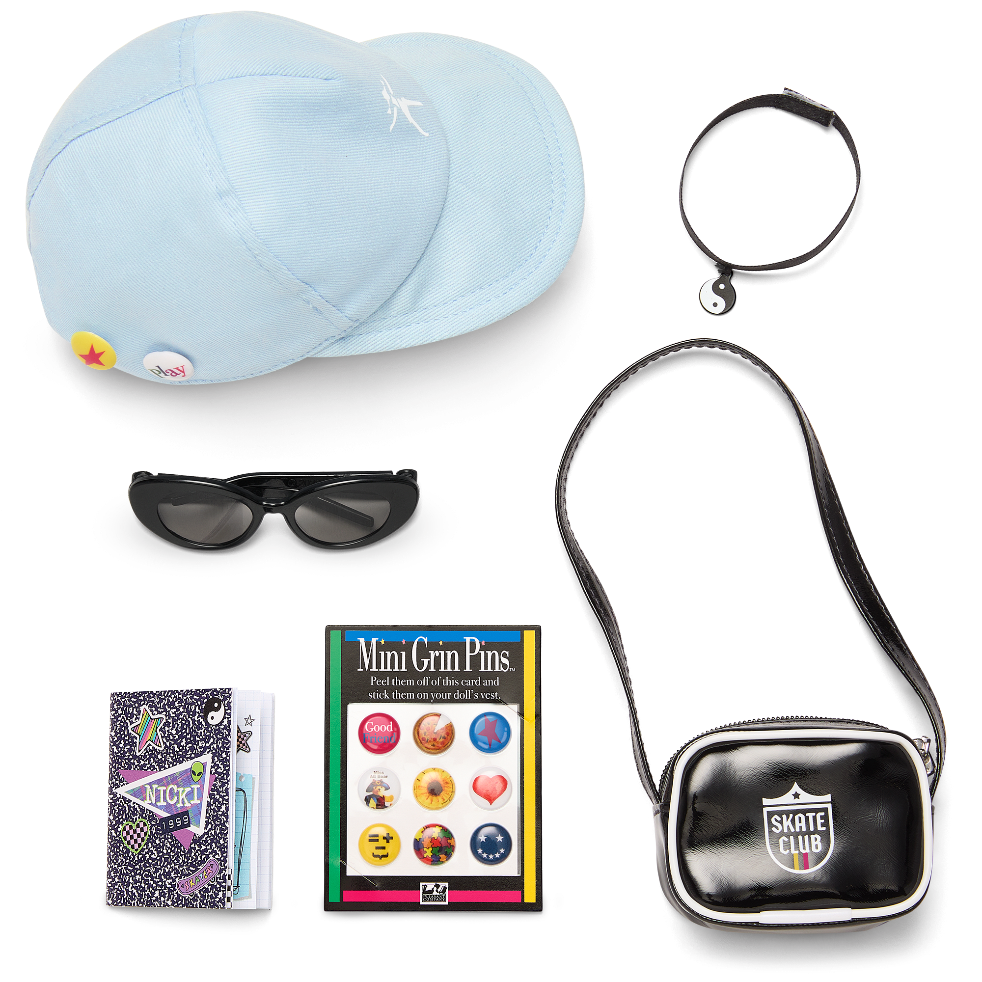 ’90s Twins Nicki’s™ Skateboarding Gift Set (Historical Characters) E5