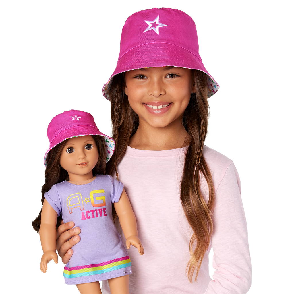AG™ Star Bucket Hat Set for Girls & Dolls D0