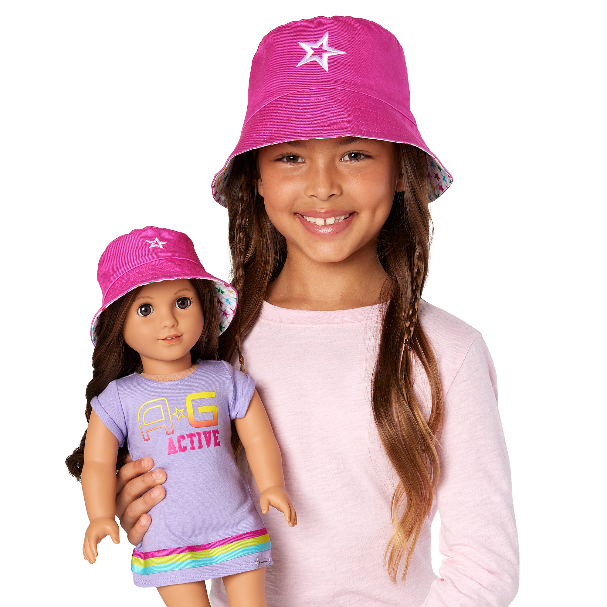 AG™ Star Bucket Hat Set for Girls & Dolls D0