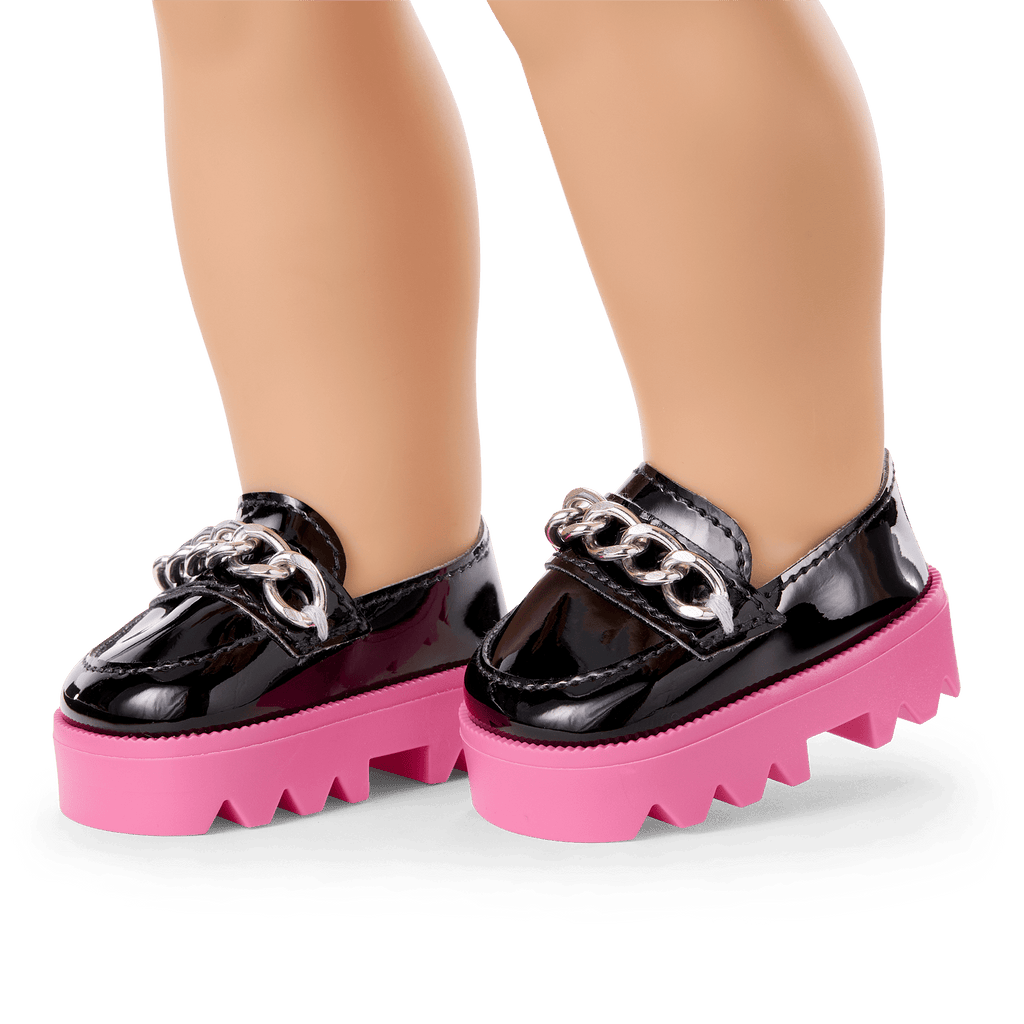Fuchsia Flair Platform Loafers for 18-inch Dolls E3