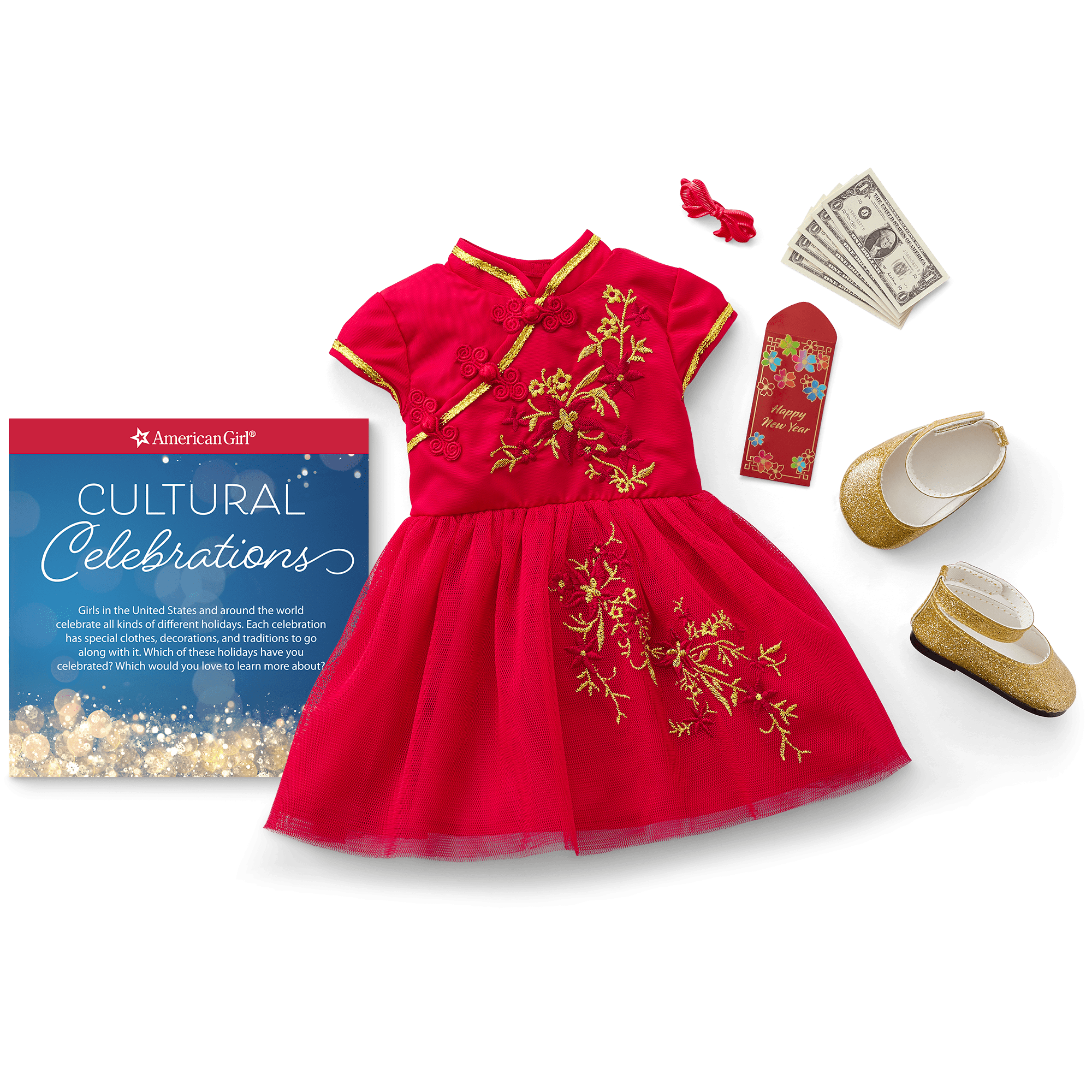 Lunar New Year's Celebration Outfit for 18-inch Dolls E0